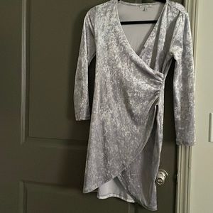 Women’s small crushed velvet silver dress